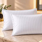 Plain white Pillow covers with self stripes