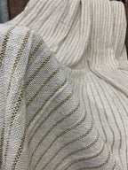 Cotton Sofa Throw — White with Brown Stripe Lining