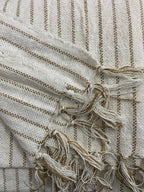Cotton Sofa Throw — White with Brown Stripe Lining