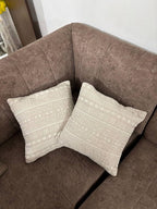 Boho Woven Cushion Cover - Off White & Beige