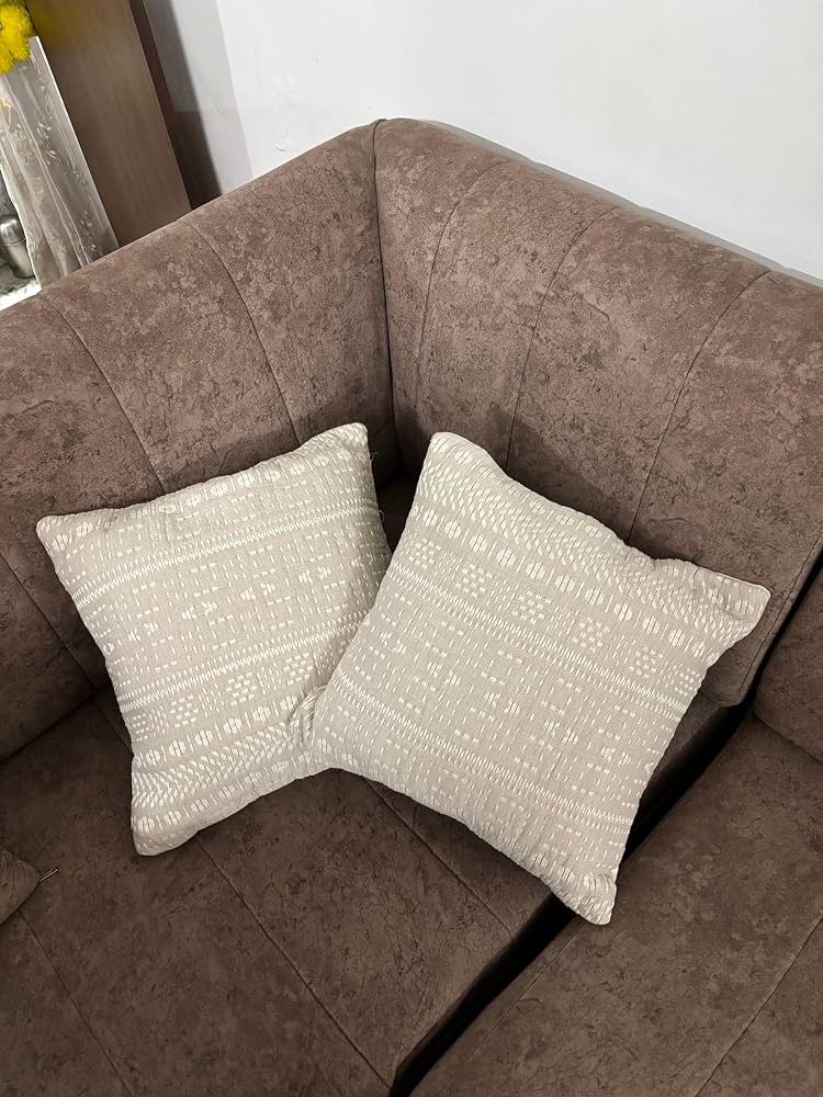 Boho Woven Cushion Cover - Off White & Beige