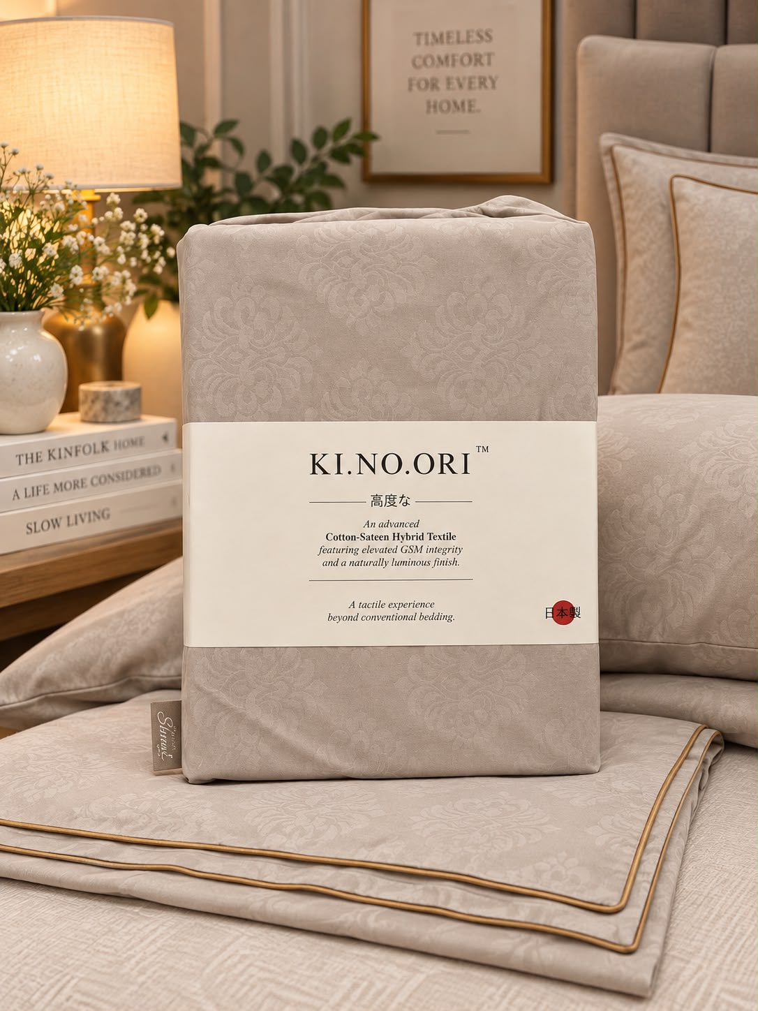 Kinoori Japanese Cotton Sateen Comforter & Bedsheet Set