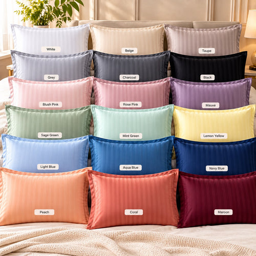 Assorted colors pillowcases with self-stripes