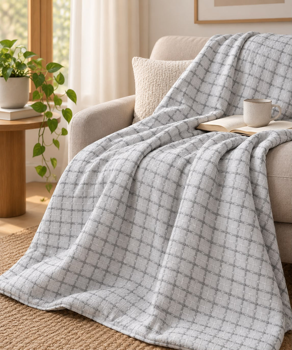 Textured weave checkered export grade Dohar /Zip Cover/Cotton Blanket