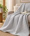 Textured weave checkered export grade Dohar /Zip Cover/Cotton Blanket