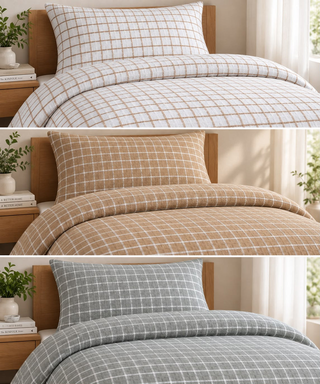 Textured weave checkered export grade Dohar /Zip Cover/Cotton Blanket