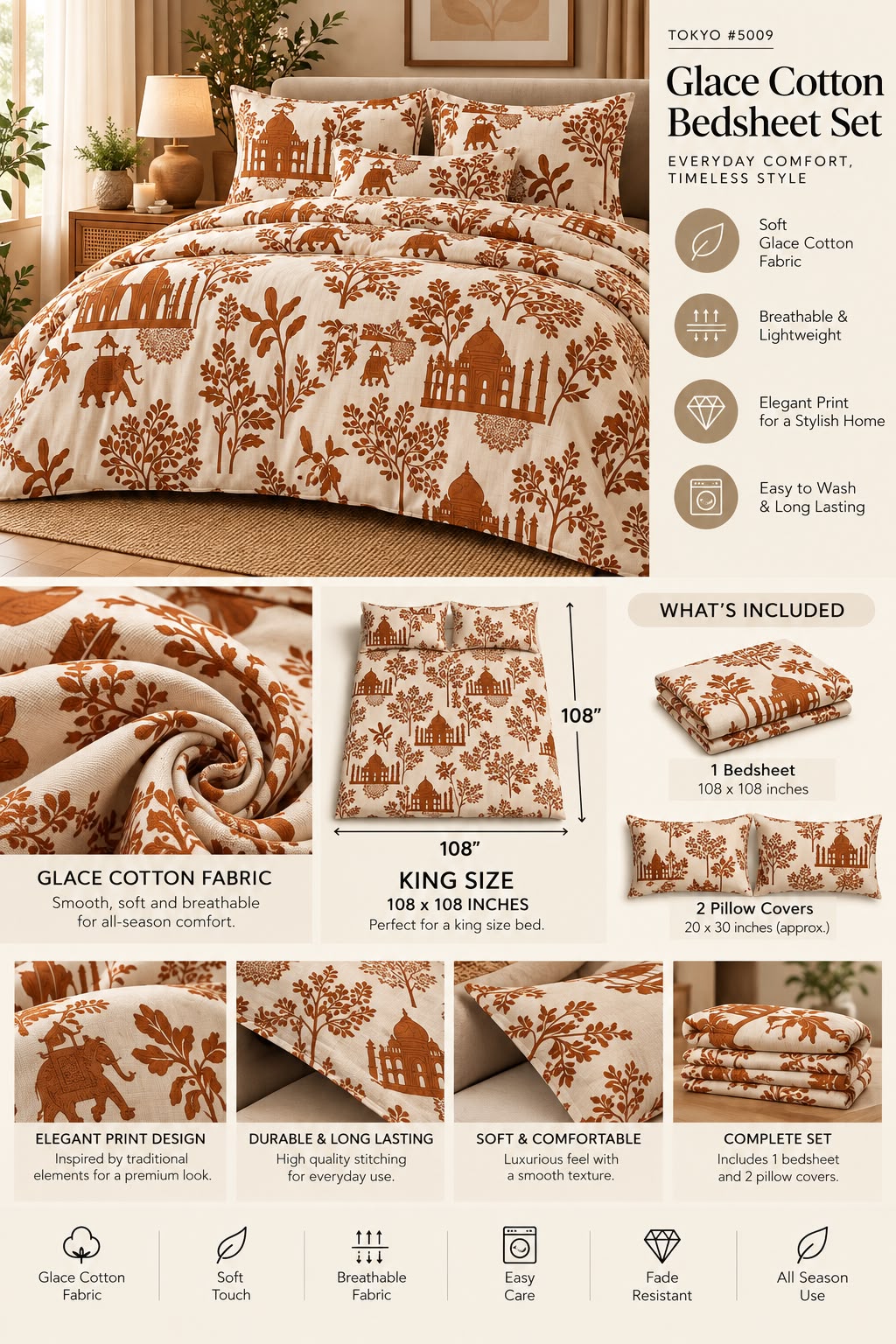 Tokyo King Size Bedsheet