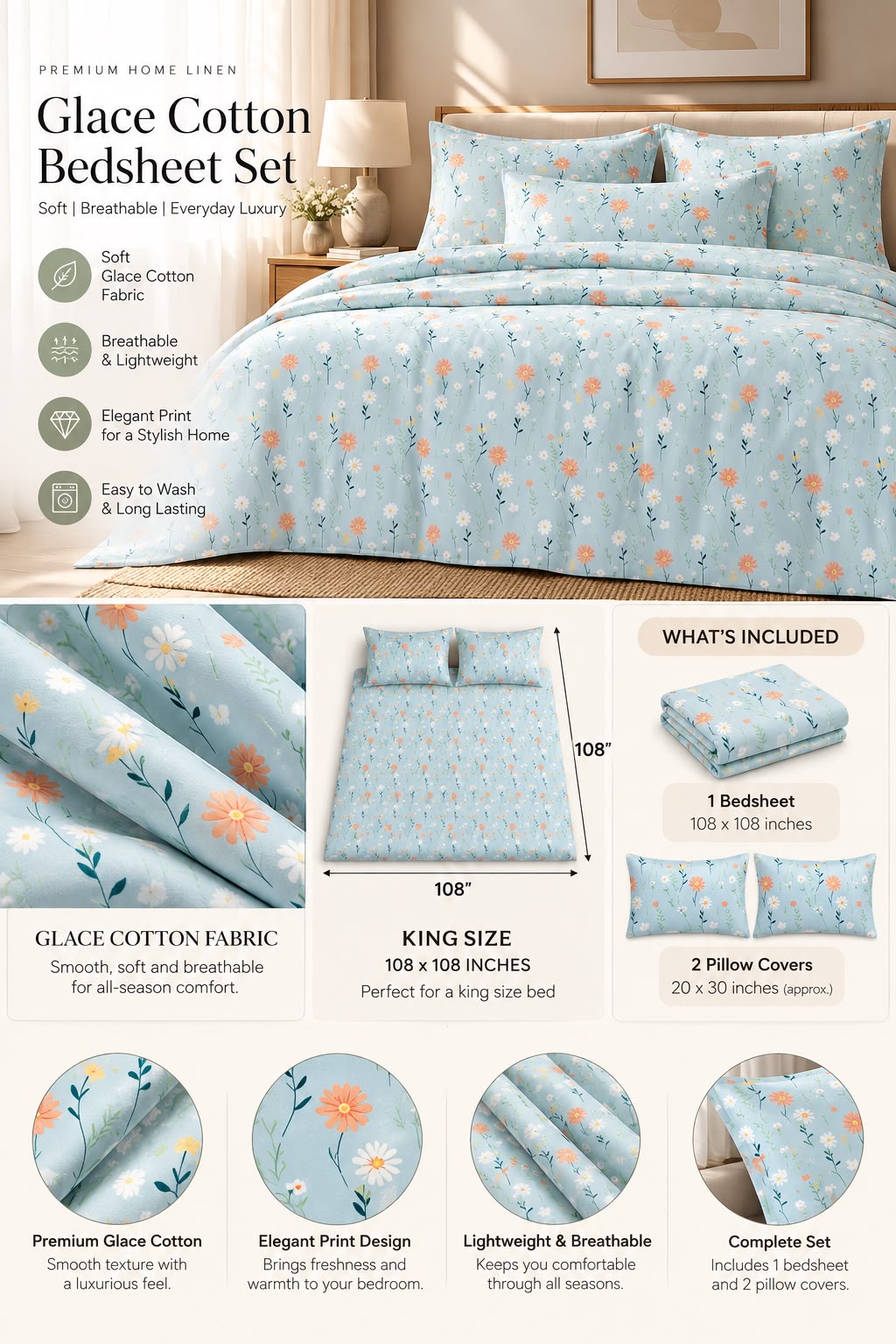 Tokyo King Size Bedsheet
