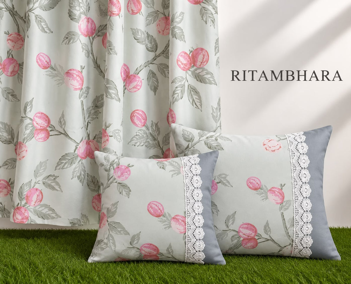 Ritambhara Lace Work King Size 5 Piece Bedsheet Set
