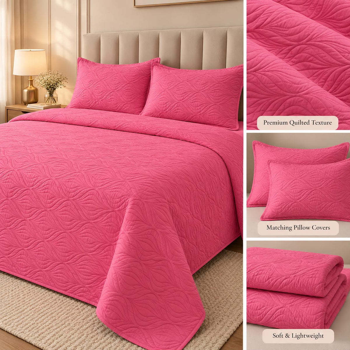QUILTED SOLID BEDCOVERS (3 Piece Set)