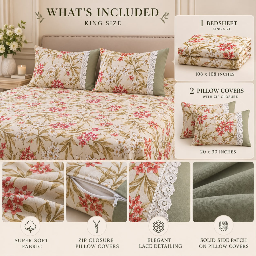 Ritambhara Lace work bedsheet set