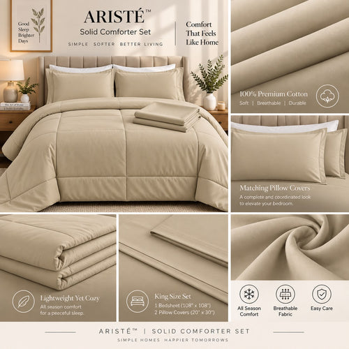 Ariste solid King size Comforter set
