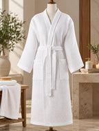 White Waffle Knit Bathrobes