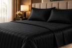 Black bedsheet with self stripes