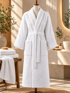 White Terry Bathrobe with Pockets