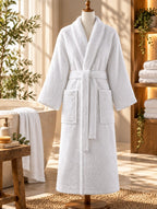 White Terry Bathrobe with Pockets