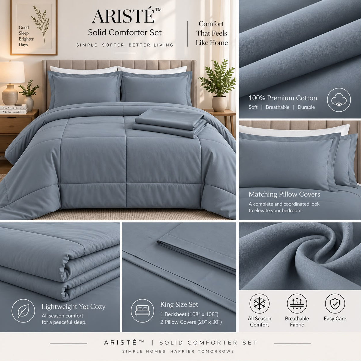 Ariste solid King size Comforter set
