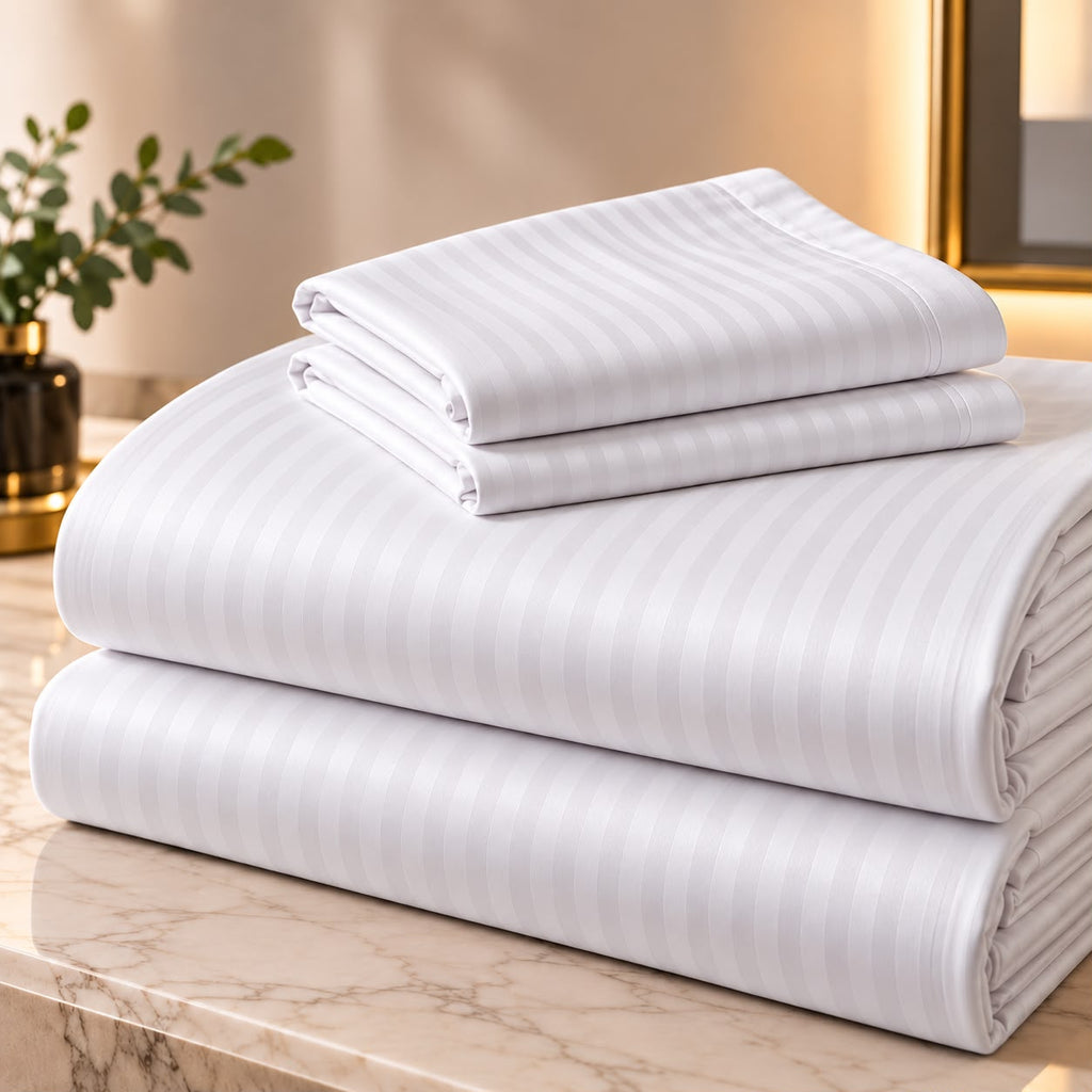 White bedsheet with self stripes